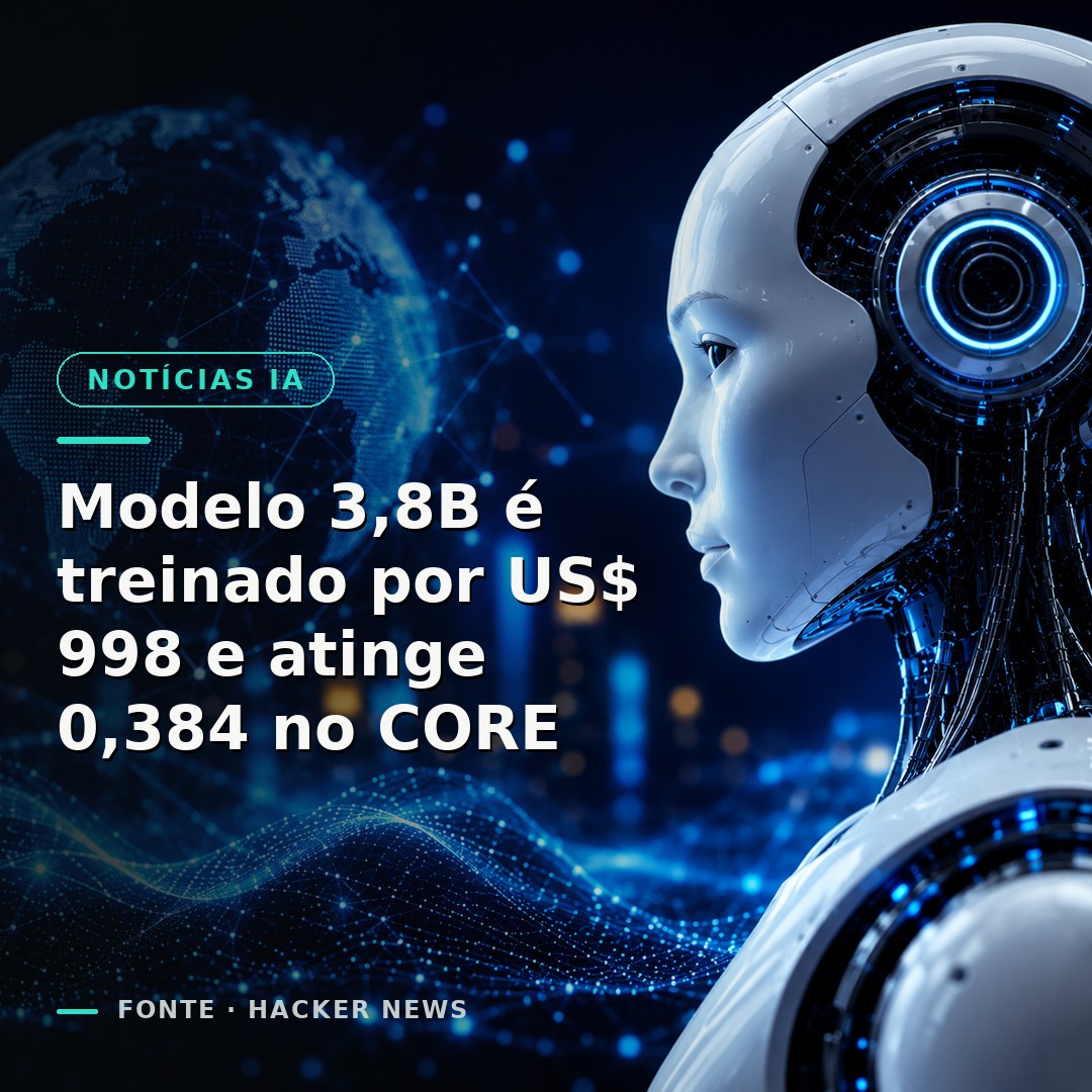 Modelo 3,8B é treinado por US$ 998 e atinge 0,384 no CORE